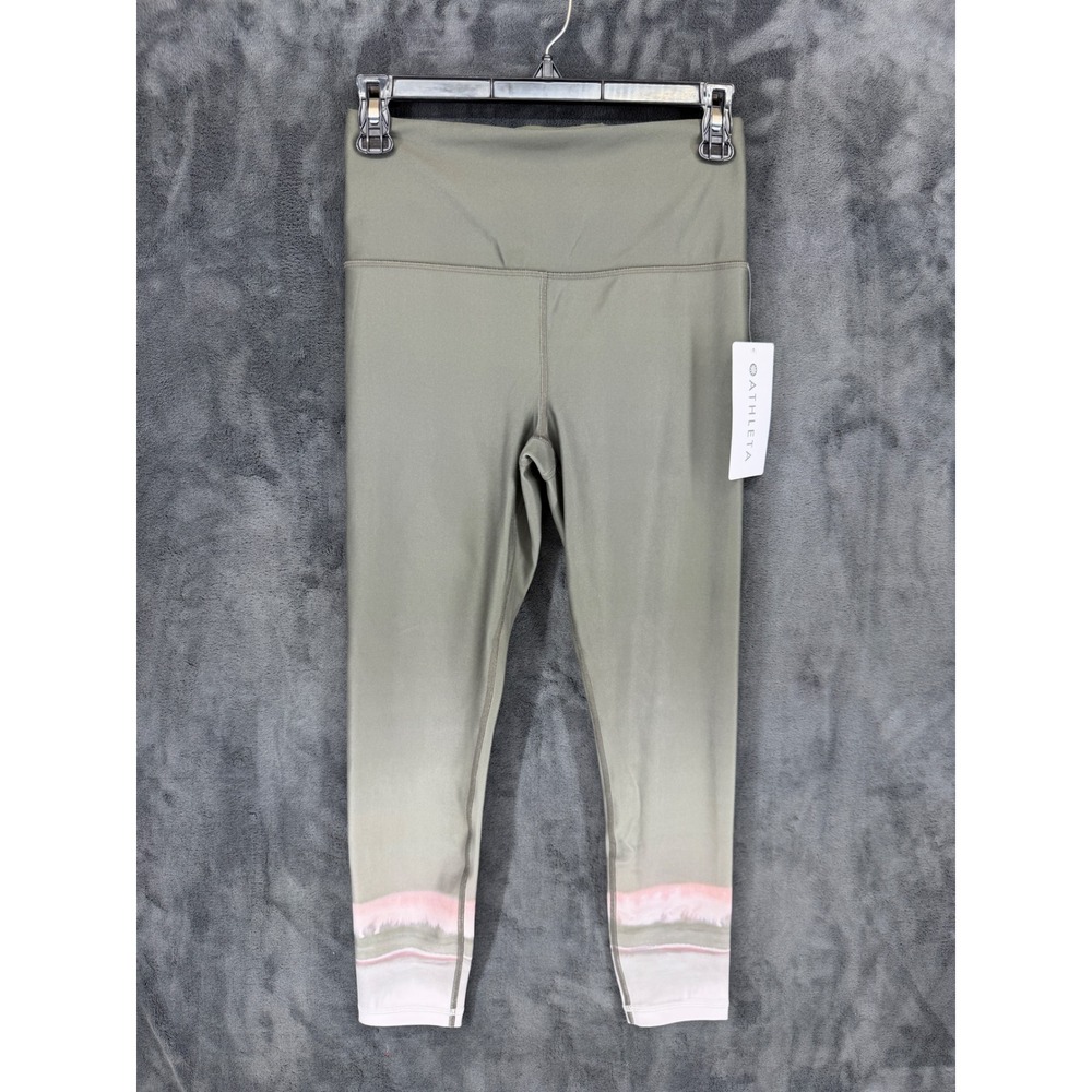 Athleta Elation 7/8 Tight Ultra High Rise Powervita Leggings S Green Pink 657538